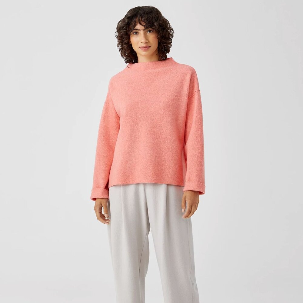 Eileen Fisher Lightweight Boiled Wool Box-Top Sweater